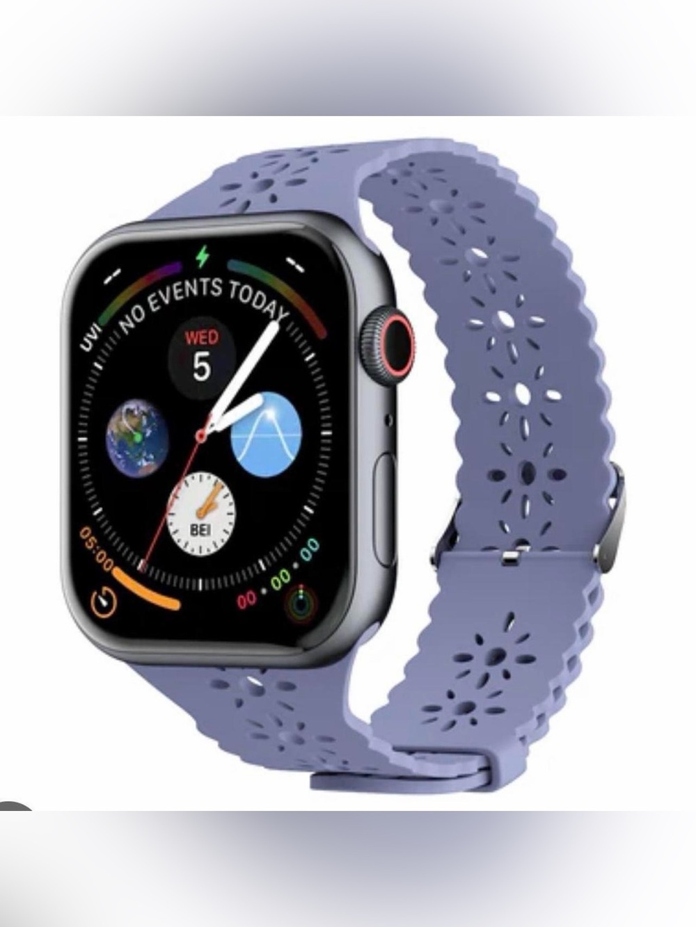 New LAX Apple Watch Band Lace Silicone Gray Blue Series 1-8 & SE New In Package